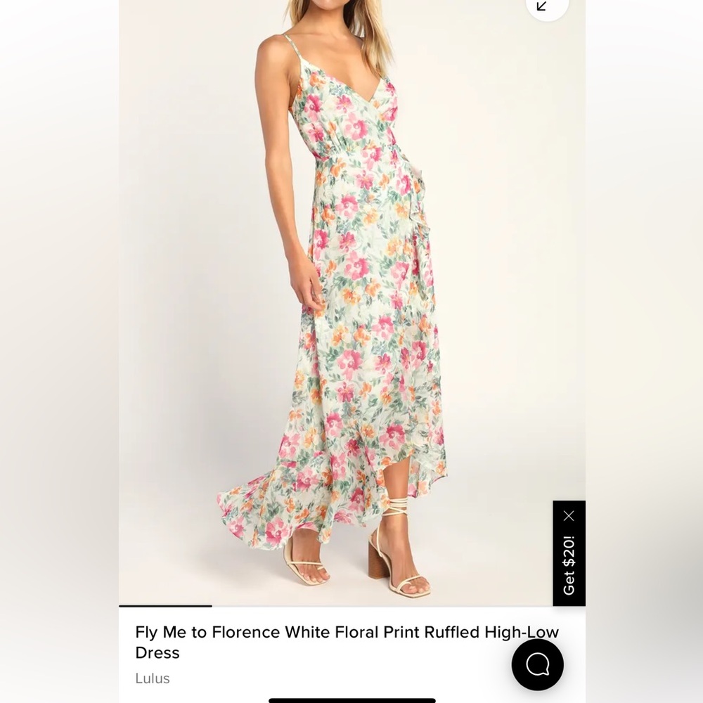 Lulus Fly Me to Florence White Floral Print Ruffled High-Low Dress